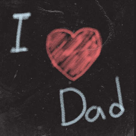 I love dad draw on the black boardの写真素材