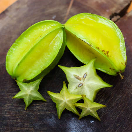star apple on wood backgroundの写真素材