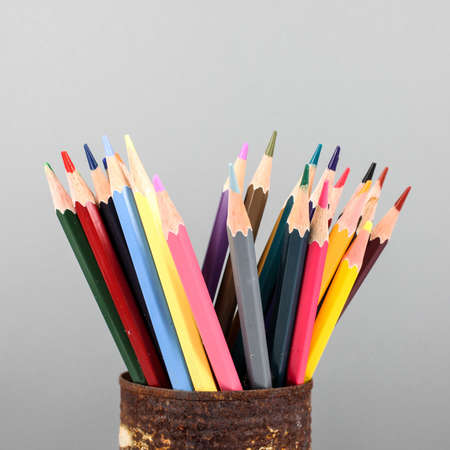 closeup of various crayons  の写真素材