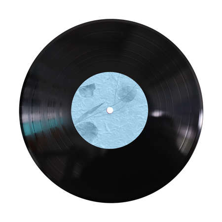 vinyl record on white backgroundの写真素材