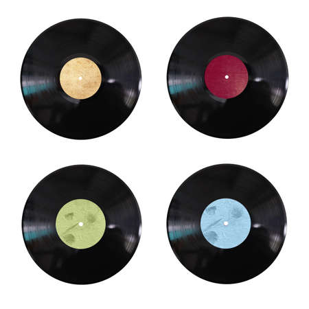 vinyl record on white backgroundの写真素材