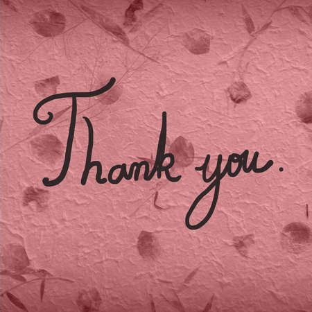 Text Thank you on the Hand made paper from Thailandの写真素材