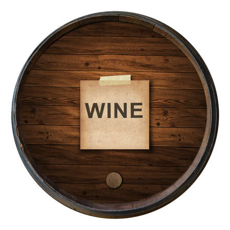 short note old paper on the Wine barrels isolated white backgroundの写真素材