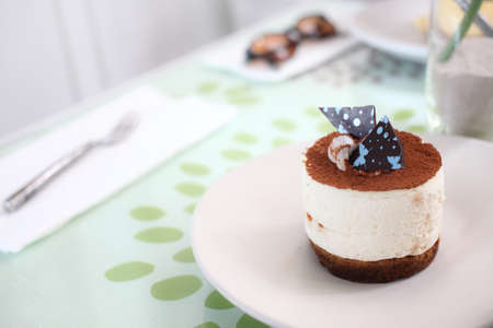 tiramisu cake on the coffee shopの写真素材