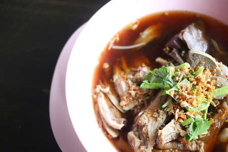 duck noodle in hot soupの写真素材
