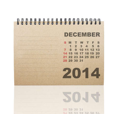Calendar DECEMBER 2014 on recycle paperの写真素材