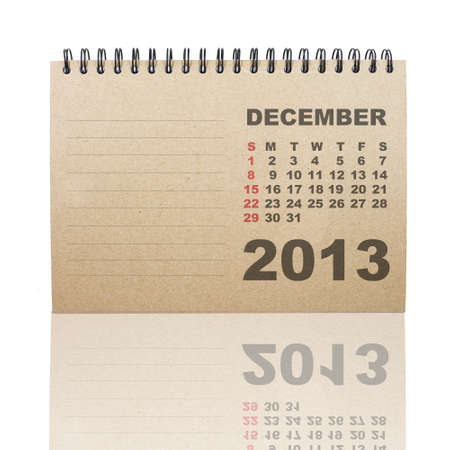 Calendar DECEMBER 2013 on recycle paperの写真素材