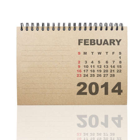 Calendar FEBUARY 2014 on recycle paperの写真素材