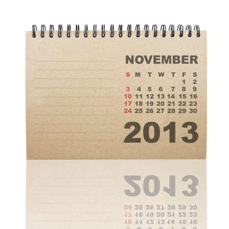 Calendar NOVEMBER 2013 on recycle paperの写真素材