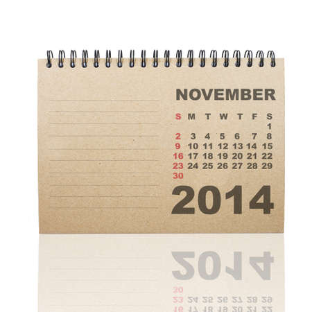 Calendar NOVEMBER 2014 on recycle paperの写真素材
