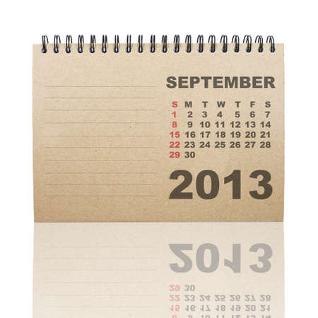 Calendar SEPTEMBER 2013 on recycle paperの写真素材