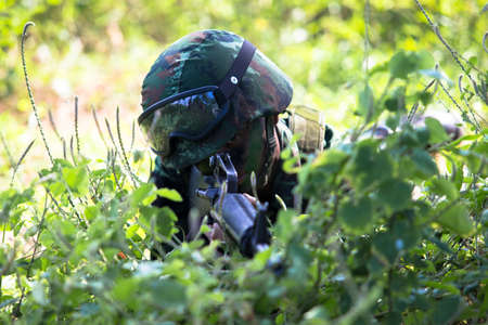 Hua Hin - December  03, 2013: Thai royal army soldier maneuver  03 december ,2013  in Pranburi , Prachuabkirikhan, THAILAND.のeditorial素材