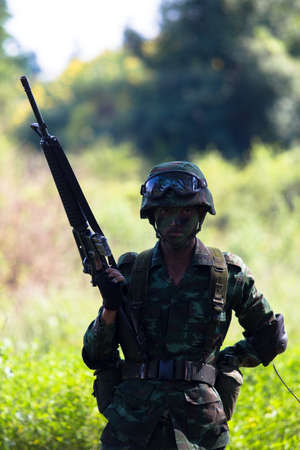 Hua Hin - December  03, 2013: Thai royal army soldier maneuver  03 december ,2013  in Pranburi , Prachuabkirikhan, THAILAND.のeditorial素材