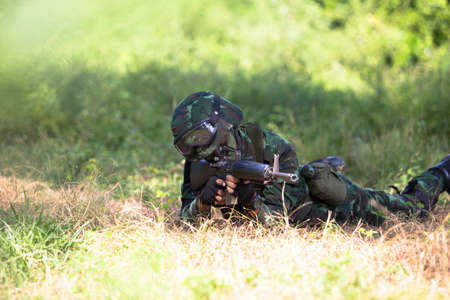 Hua Hin - December  03, 2013: Thai royal army soldier maneuver  03 december ,2013  in Pranburi , Prachuabkirikhan, THAILAND.のeditorial素材
