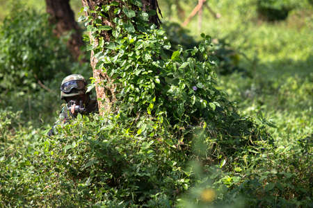 Hua Hin - December  03, 2013: Thai royal army soldier maneuver  03 december ,2013  in Pranburi , Prachuabkirikhan, THAILAND.のeditorial素材