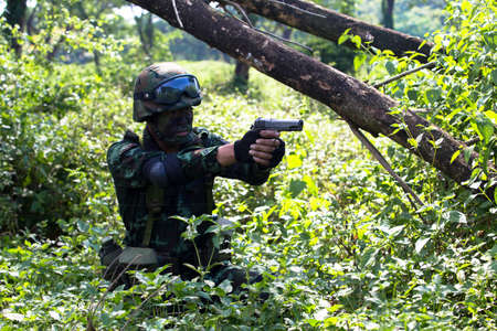 Hua Hin - December  03, 2013: Thai royal army soldier maneuver  03 december ,2013  in Pranburi , Prachuabkirikhan, THAILAND.のeditorial素材