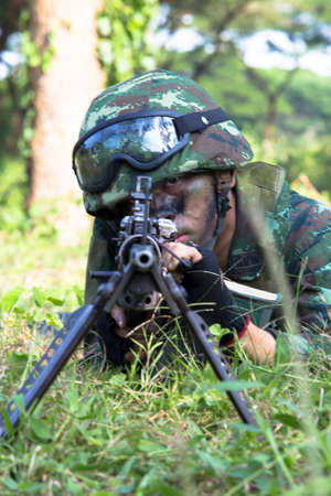 Hua Hin - December  03, 2013: Thai royal army soldier maneuver  03 december ,2013  in Pranburi , Prachuabkirikhan, THAILAND.のeditorial素材