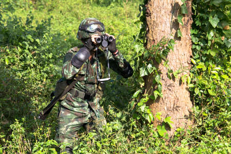 Hua Hin - December  03, 2013: Thai royal army soldier maneuver  03 december ,2013  in Pranburi , Prachuabkirikhan, THAILAND.のeditorial素材