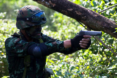 Hua Hin - December  03, 2013: Thai royal army soldier maneuver  03 december ,2013  in Pranburi , Prachuabkirikhan, THAILAND.のeditorial素材