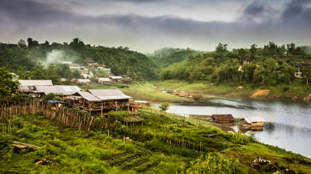 Landscape of Mon's rural life among nature at Sangkhla buri, Thailand.の写真素材