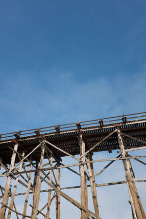 Wooden bridge sangklaburi at Kanchanaburi in Thailand.の写真素材