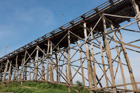 Wooden bridge sangklaburi at Kanchanaburi in Thailand.の写真素材