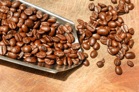 Coffee on grunge wooden の写真素材