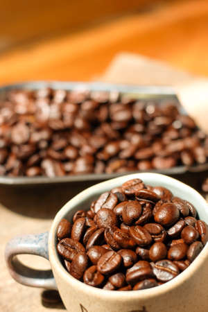 Coffee on in cup wooden の写真素材