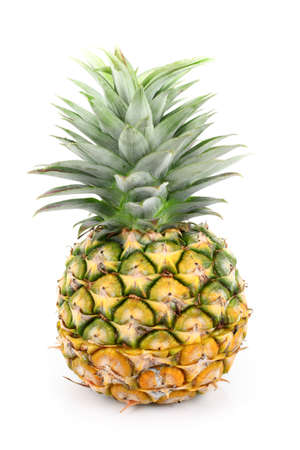 fresh pineapple isolated in white の写真素材