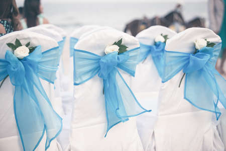 Wedding chairs blue colorの写真素材