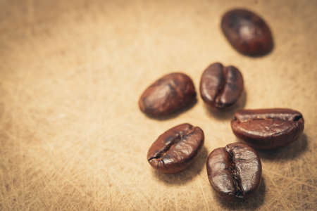 coffee bean on the wood close upの写真素材