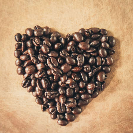 Coffee heart from coffee beansの写真素材
