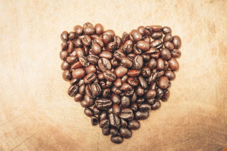 Coffee heart from coffee beansの写真素材