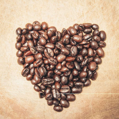 Coffee heart from coffee beansの写真素材