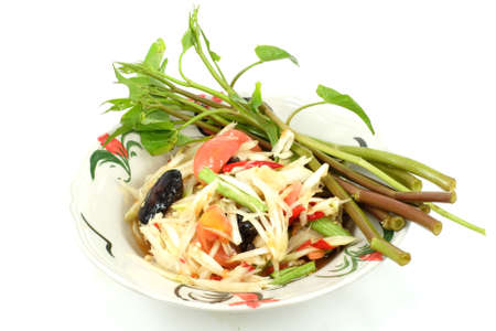 Thai papaya salad also known as Som Tum from Thailandの写真素材