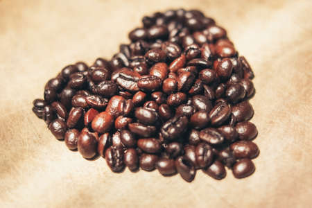 Coffee heart from coffee beansの写真素材