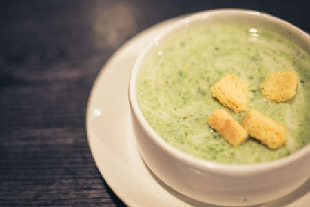 Cream soup with dried crustsの写真素材