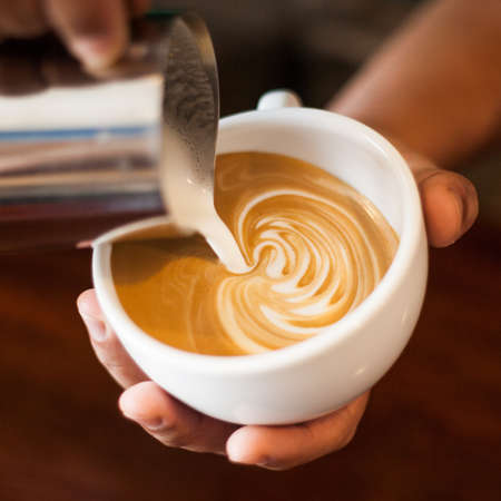 Cappuccino with latte artの写真素材