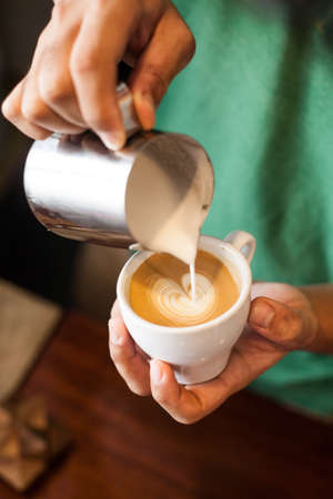 Cappuccino with latte artの写真素材