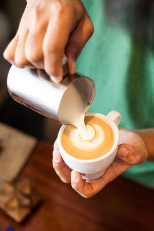 Cappuccino with latte artの写真素材