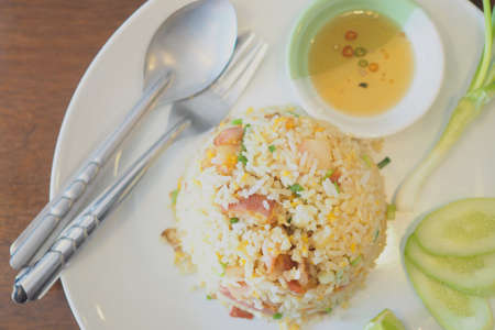  fried rice with baconの写真素材