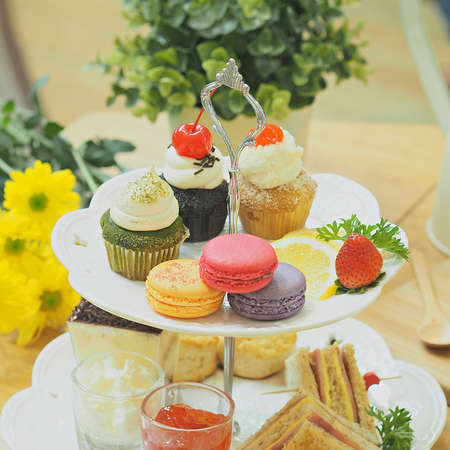 Cupcakes in vintage warm color toneの写真素材