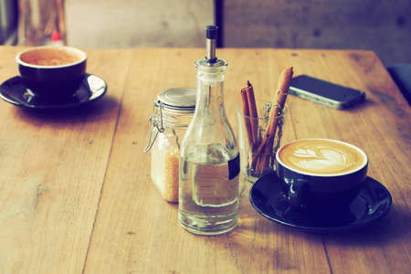 cup of coffee in coffee shop vintage colorの写真素材