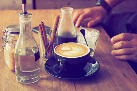 cup of coffee in coffee shop vintage colorの写真素材
