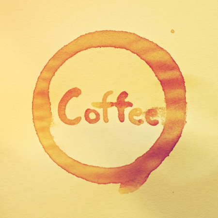 text coffee on the paper by coffee water in vintage tone colorの写真素材