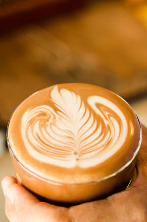 coffee latte art with milkの写真素材