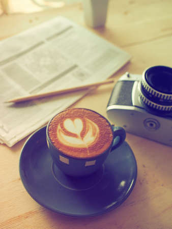 cup of coffee latte in coffee shop vintage colorの写真素材