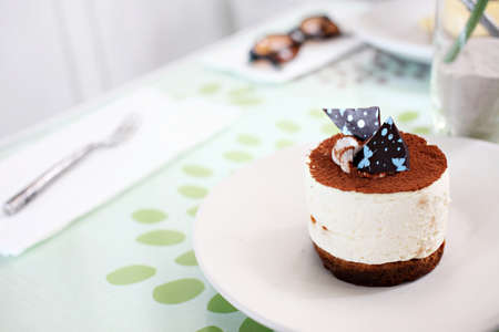tiramisu cake on the coffee shopの写真素材