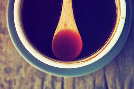 cup of coffee in coffee shop vintage colorの写真素材