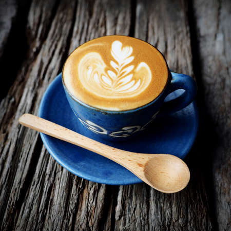 cup of coffee latte in coffee shop vintage colorの写真素材
